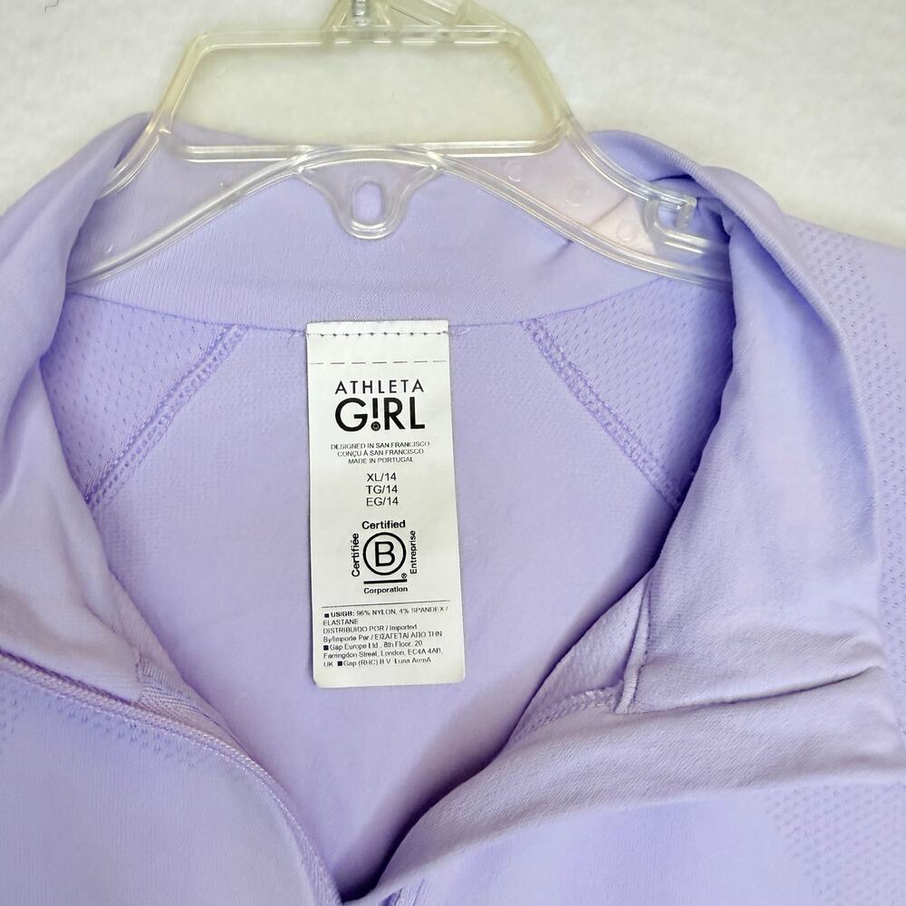 Athleta Girl Power Up Seamless Half Zip Top XL 14 Purple Fall - Picture 2 of 6